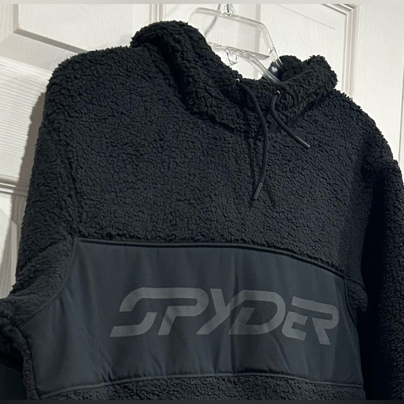 Spyder Mens M Medium  Vista Hoodie Sweatshirt Black NWT Stretch Polyester Fleece - Picture 2 of 8
